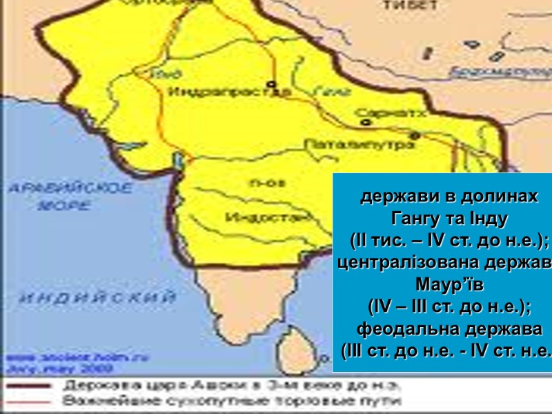 держави в долинах  Гангу та Iнду  (II тис. – IV ст. до
